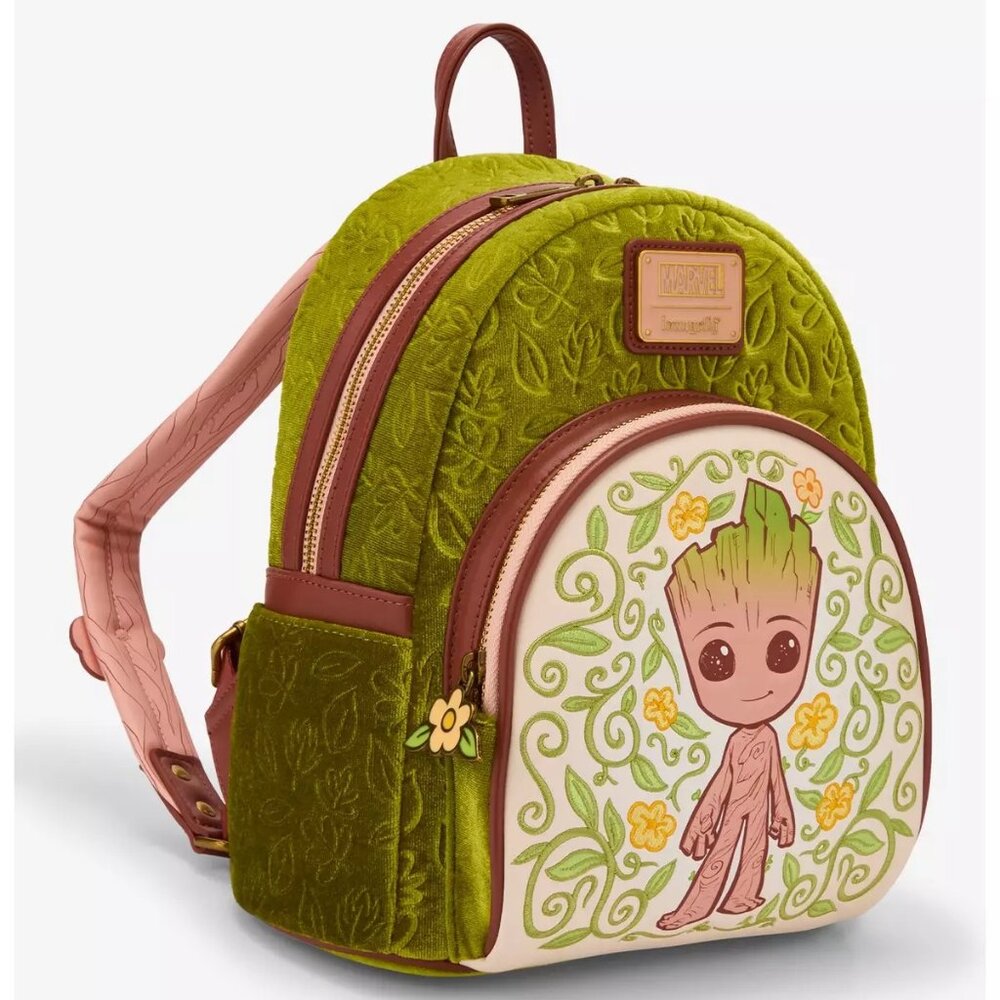 Loungefly Marvel Guardians of The Galaxy Groot Floral Velvet Mini Backpack NWT - Picture 2 of 5